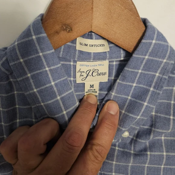 J. Crew Blue Checkered Men's Shirt Long Sleeve - Picture 2 of 2